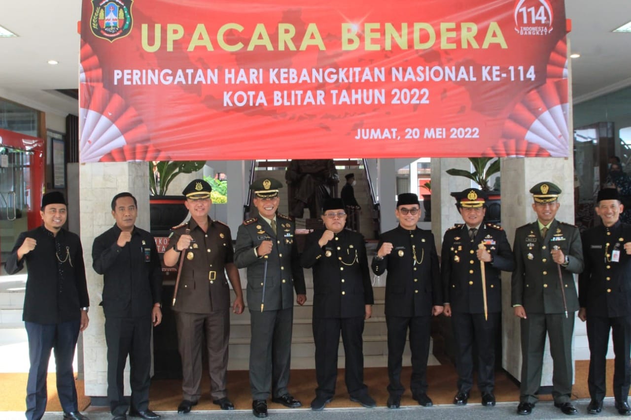 Peringatan Hari Kebangkitan Nasional ke 114 Tahun 2022, di halaman Kantor Walikota Blitar, Jumat (20/5/2022)