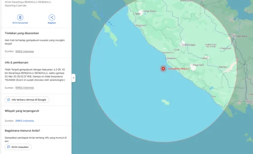 Gempa Magnitudo 6.3 Guncang Bengkulu, 584 Jiwa Terdampak