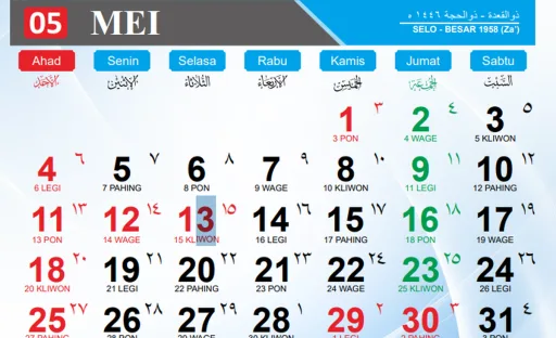 Kalender Jawa Mei 2025: Lengkap dengan Weton dan Hijriah