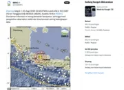 Gempa Hari Ini Jabodeptabek pusat di bekasi