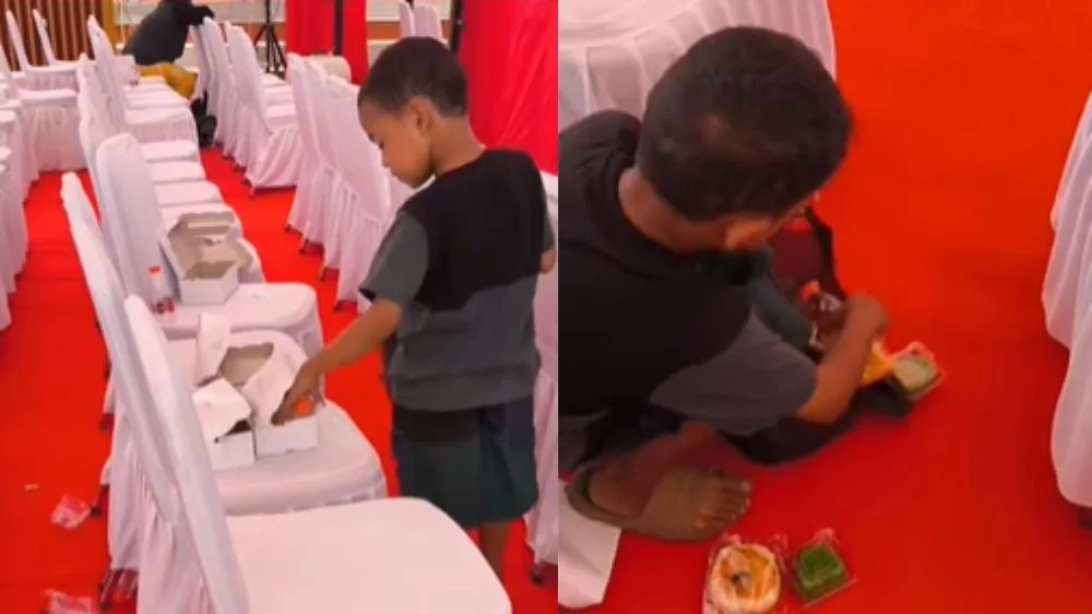 Viral Dua Bocah di Gowa Pungut Kotak Kue